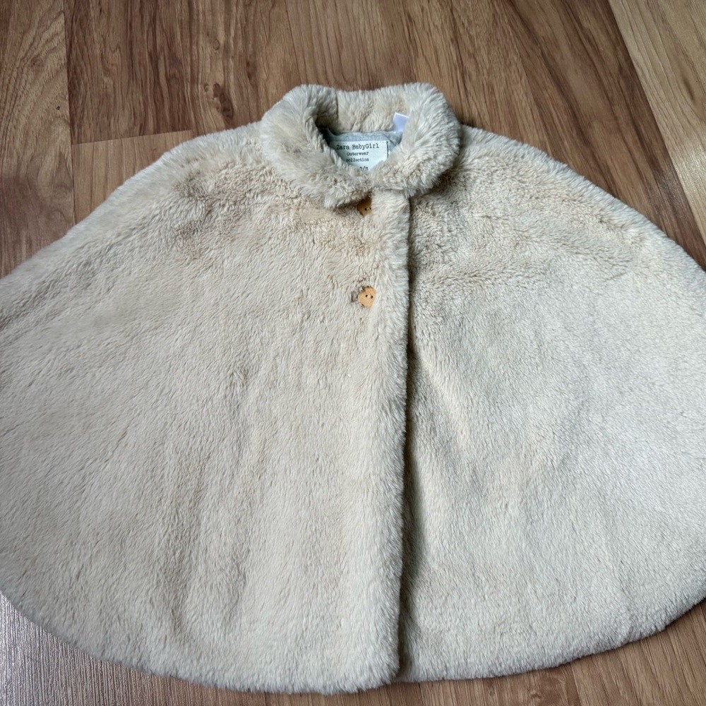 Zara Cream Faux Fur Cape